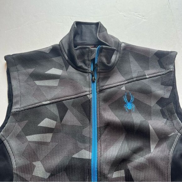 Spyder Men's Black and Gray Vest Full Zip Blue Trim Size Medium - Picture 4 of 9